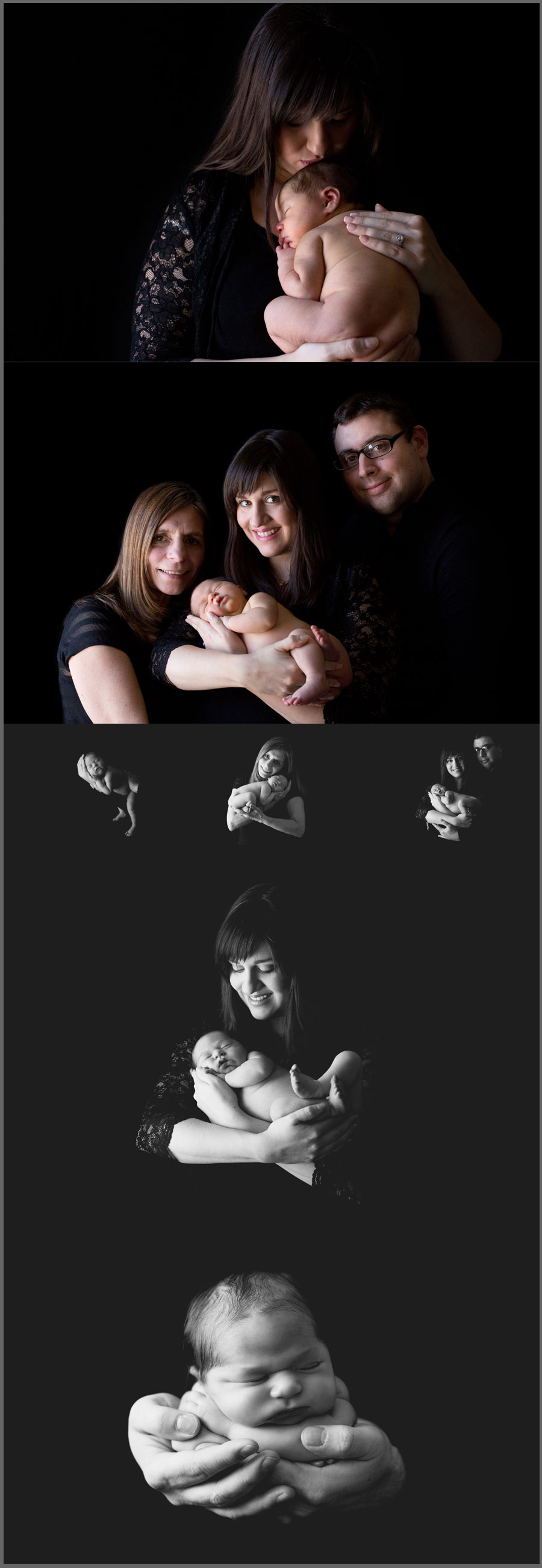 Milwaukee, WI timeless black and white newborn baby portraits with parents,