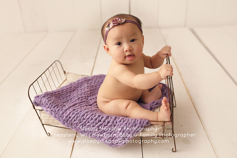 Baby on purple knit | Sleepy Meadow Photography