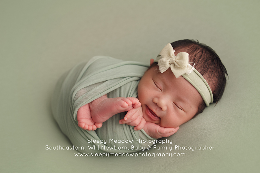 Baby girl on sage | Sleepy Meadow Photography
