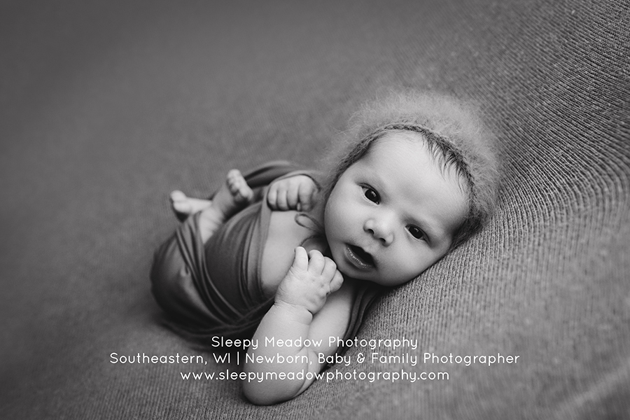adorable black and white newborn picture