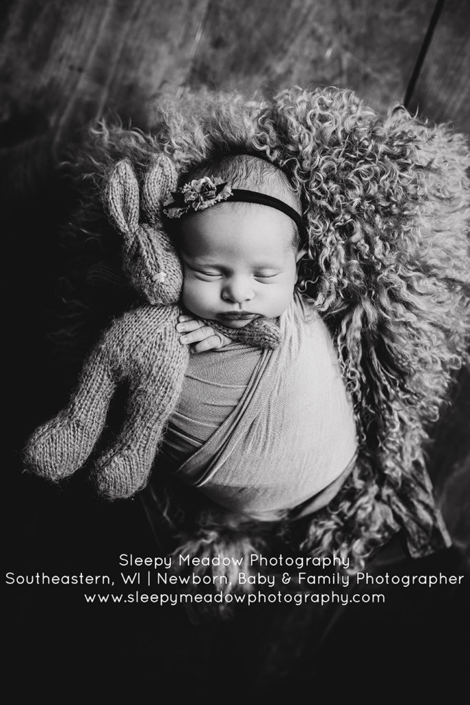baby & stuffed bunny | Ozaukee Newborn Photographer