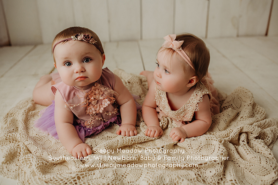 Twins Violet and Rose 8 month old session.