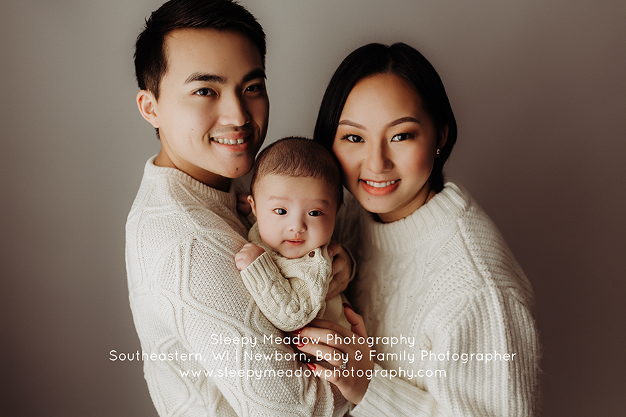 Family wearing cream for photo session | with Sleepy Meadow Photography.